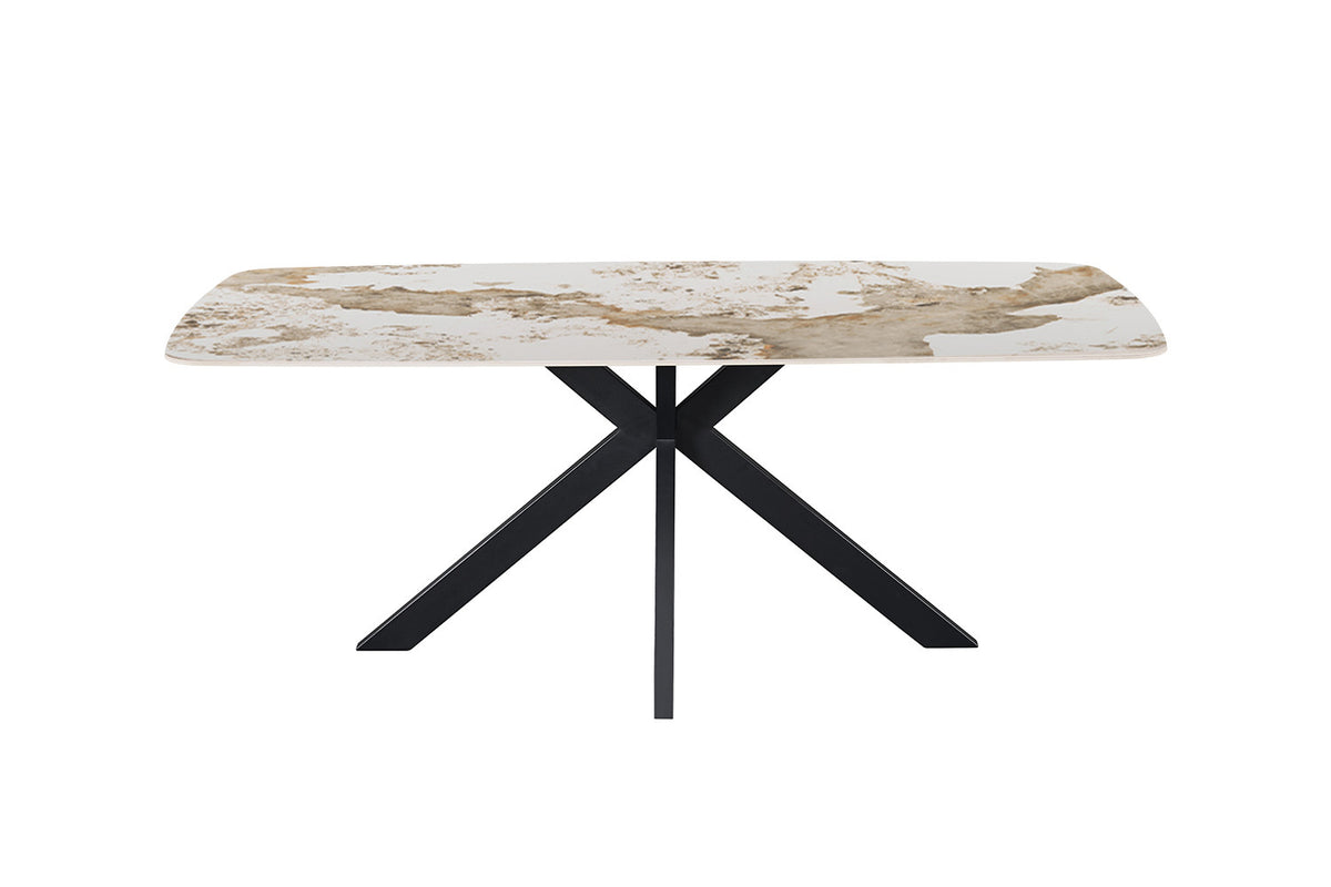 Rousseau - Table à manger ovale Apollo - Pierre Pandora brillante - 76 x 200 x 100 cm