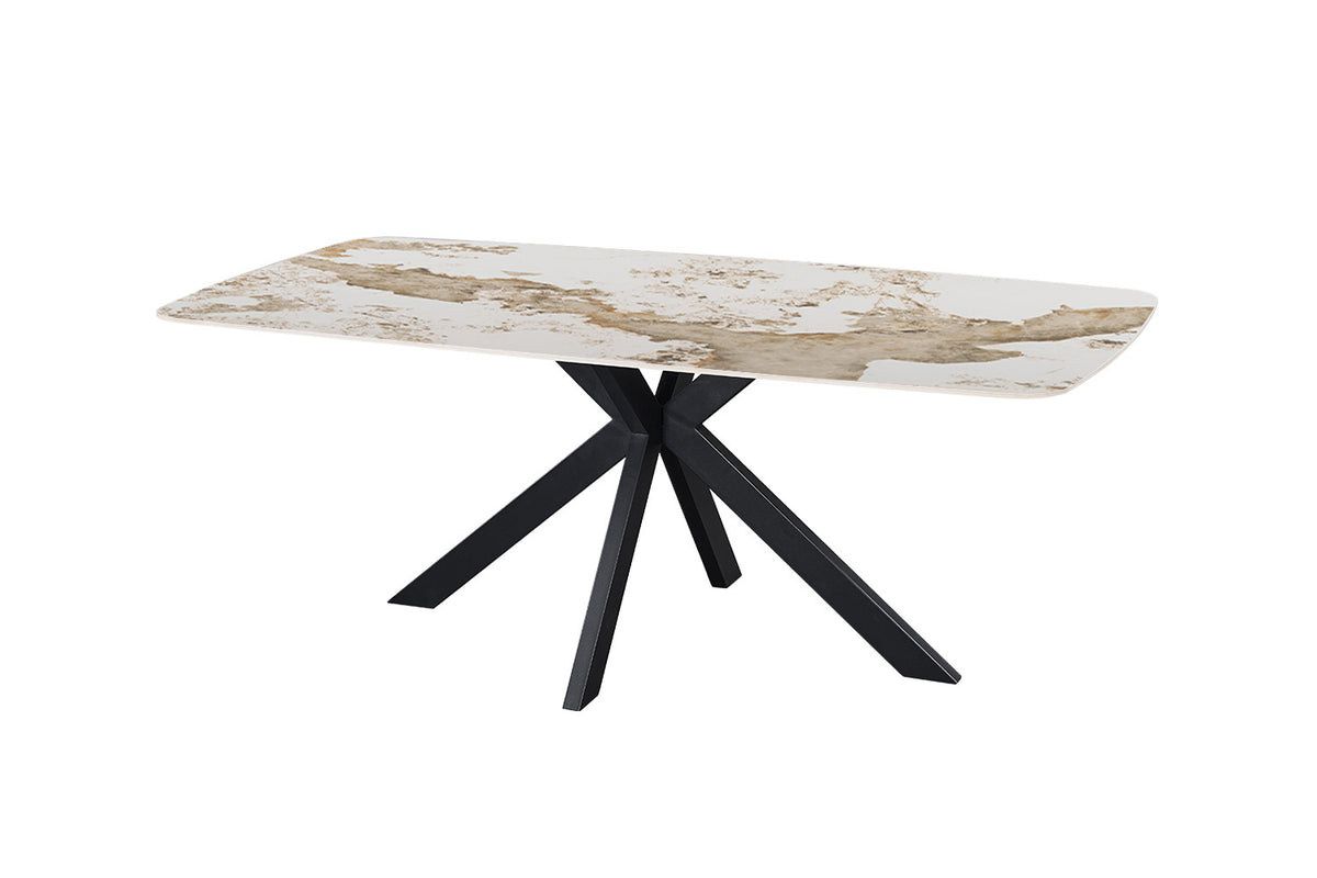 Rousseau - Table à manger ovale Apollo - Pierre Pandora brillante - 76 x 200 x 100 cm