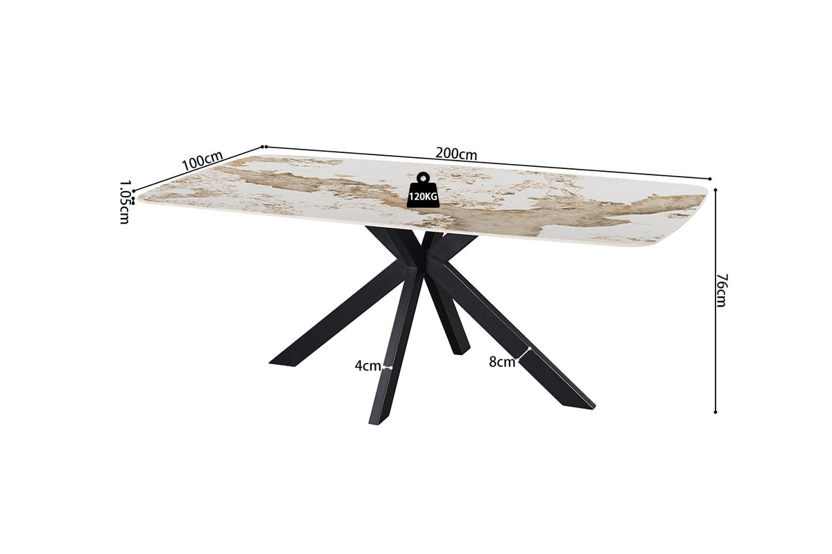 Rousseau - Table à manger ovale Apollo - Pierre Pandora brillante - 76 x 200 x 100 cm