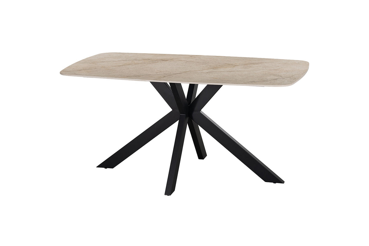 Rousseau - Ovale Eettafel Apollo - Glanzende Steen Shakespear Beige - 76 x 160 x 90 cm