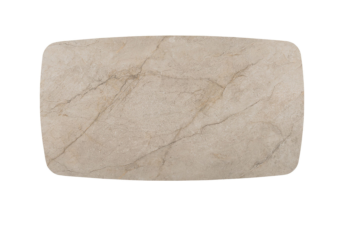 Rousseau - Ovale Eettafel Apollo - Glanzende Steen Shakespear Beige - 76 x 160 x 90 cm