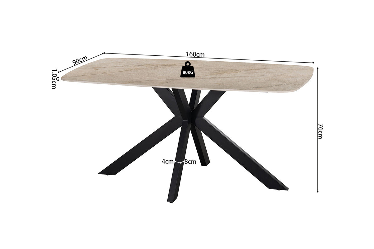 Rousseau - Ovale Eettafel Apollo - Glanzende Steen Shakespear Beige - 76 x 160 x 90 cm