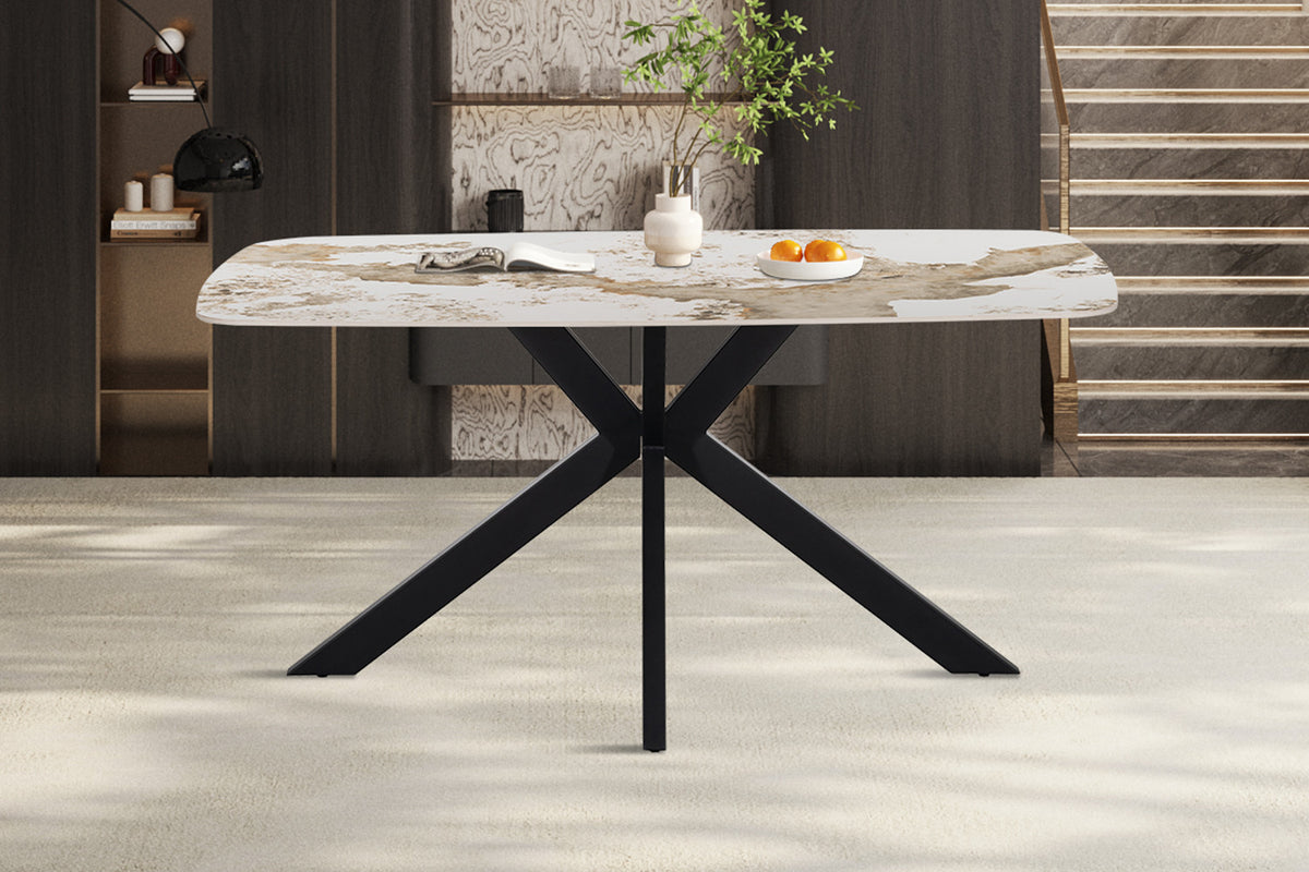 Rousseau - Table à manger ovale Apollo - Pierre Pandora brillante - 76 x 160 x 90 cm