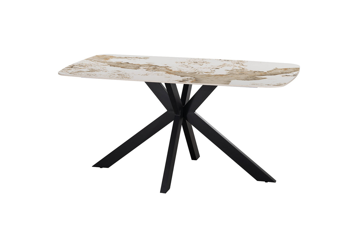 Rousseau - Table à manger ovale Apollo - Pierre Pandora brillante - 76 x 160 x 90 cm