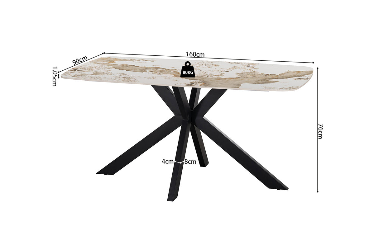 Rousseau - Table à manger ovale Apollo - Pierre Pandora brillante - 76 x 160 x 90 cm