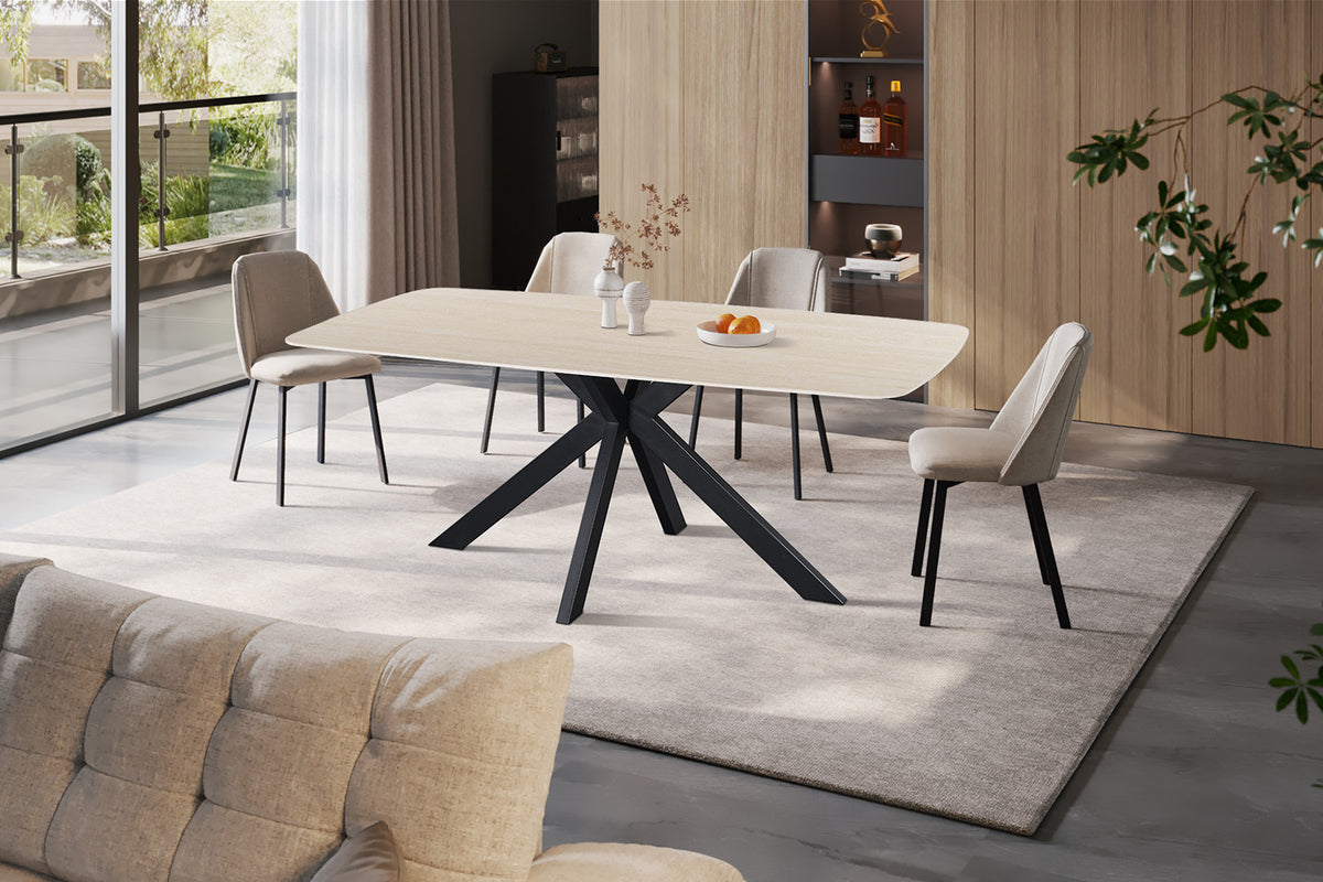 Rousseau - Ovale Eettafel Apollo - Steen Barok Beige - 76 x 180 x 90 cm