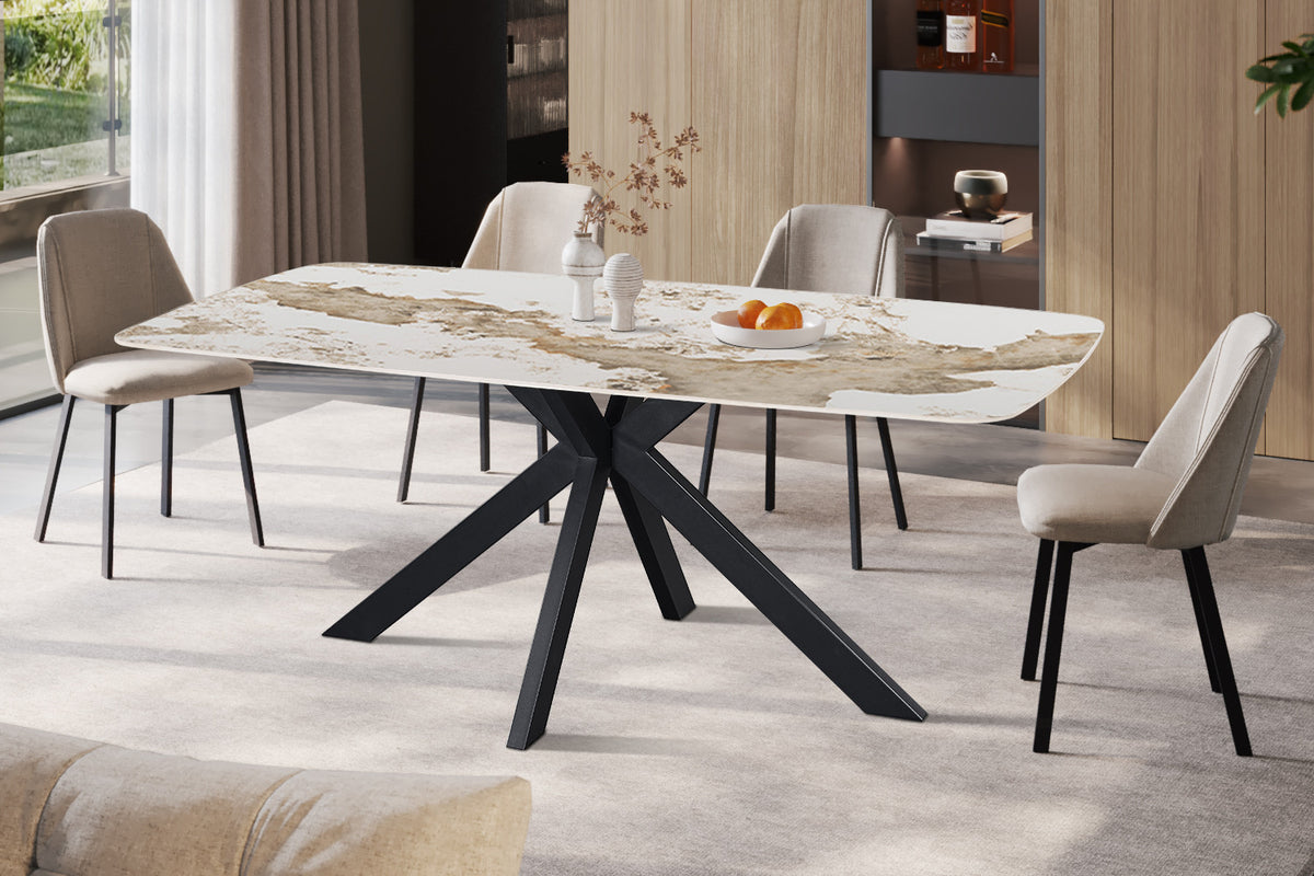Rousseau - Ovale Eettafel Apollo - Glanzende Pandora-steen - 76 x 180 x 90 cm