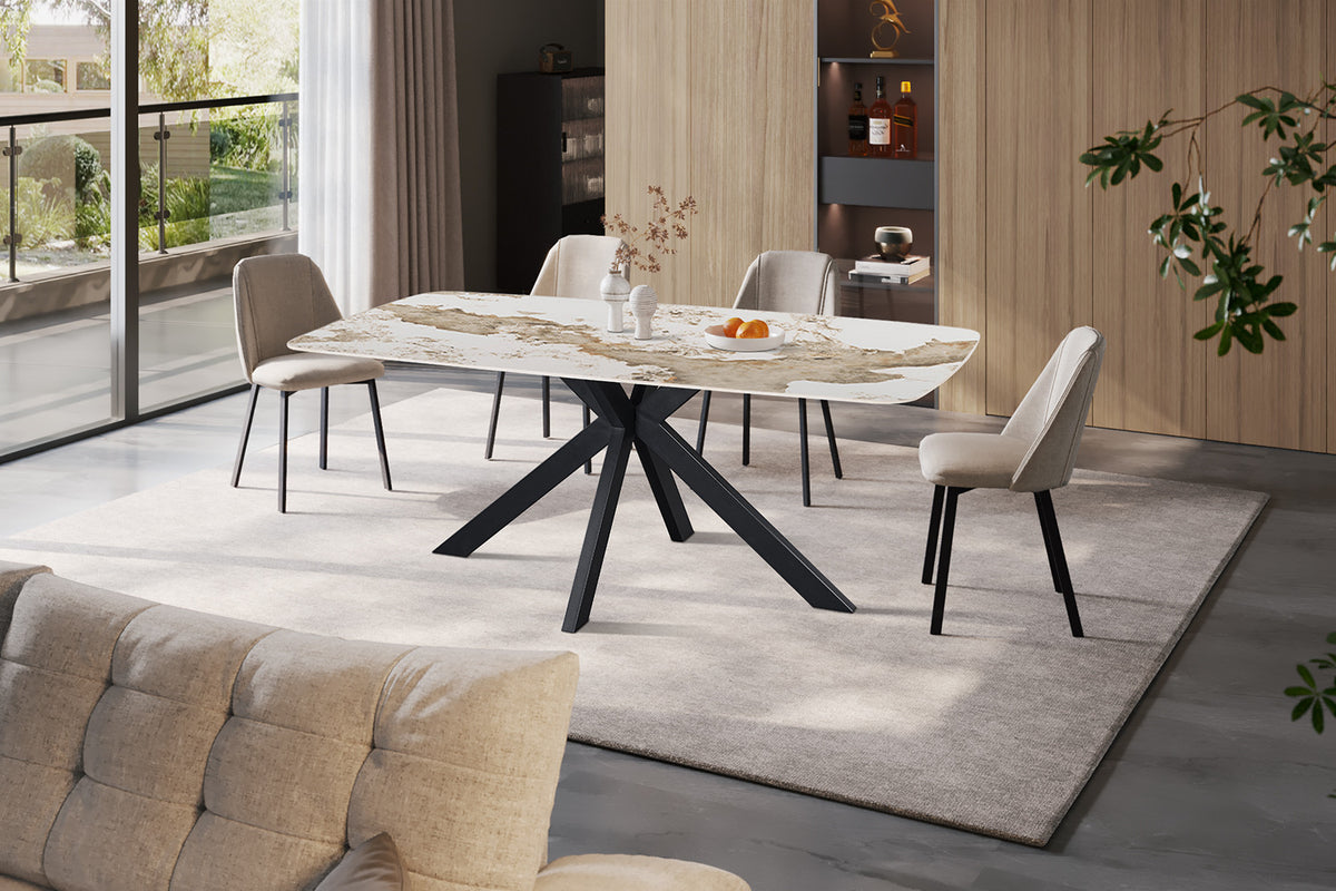 Rousseau - Ovale Eettafel Apollo - Glanzende Pandora-steen - 76 x 180 x 90 cm