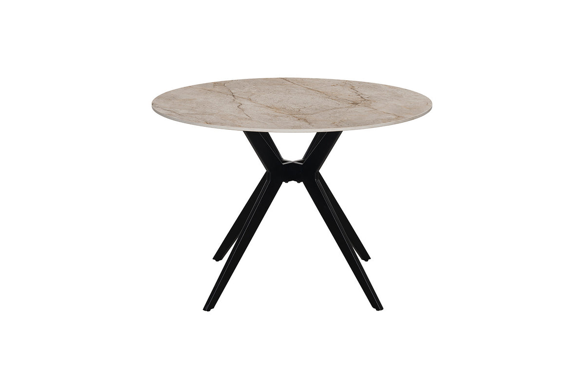Rousseau - Table à manger ronde Apollo - Pierre brillante Shakespear Beige - 76 x 110 x 110 cm