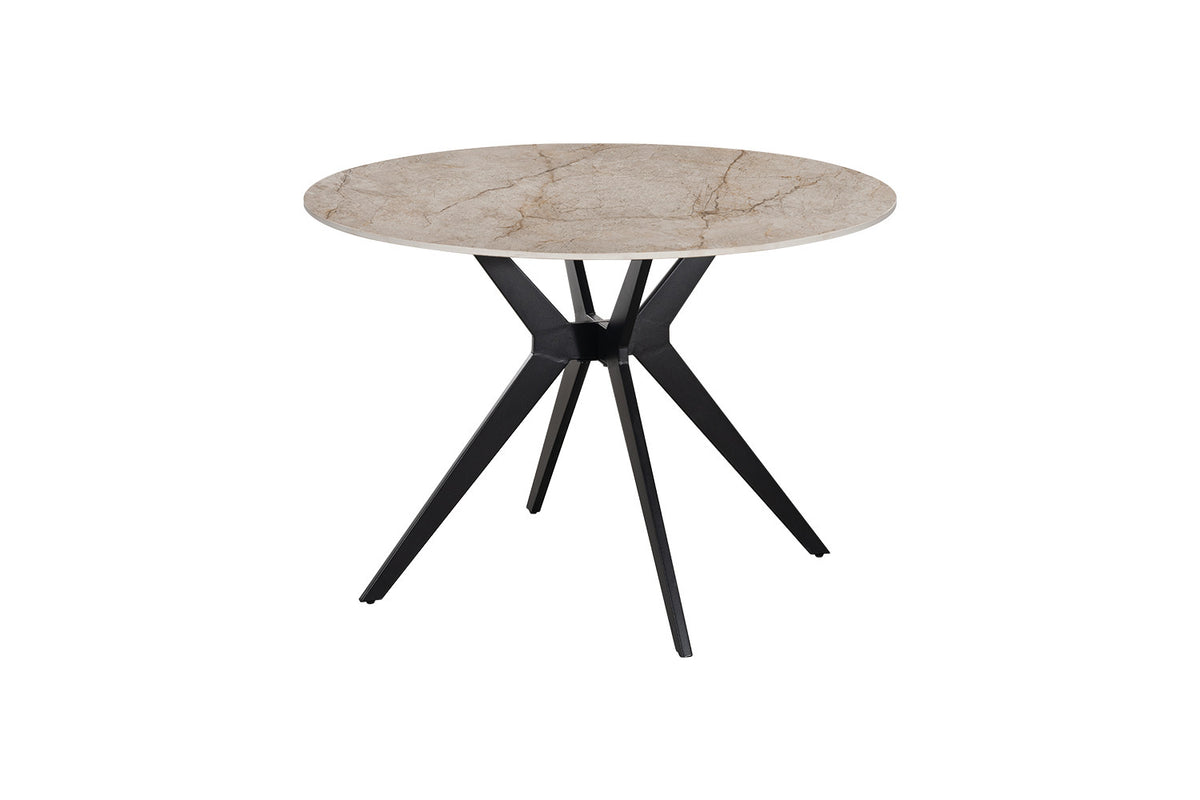 Rousseau - Table à manger ronde Apollo - Pierre brillante Shakespear Beige - 76 x 110 x 110 cm
