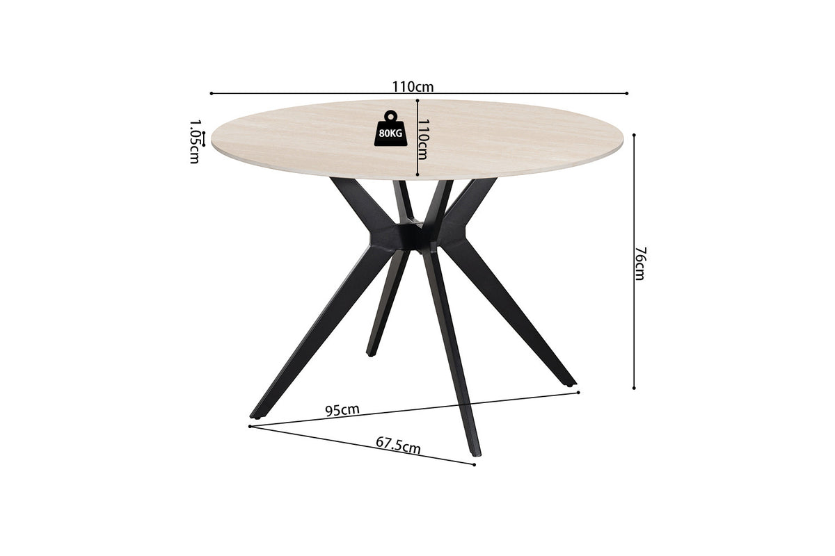 Rousseau - Table à manger ronde Apollo - Pierre Beige Baroque - 76 x 110 x 110 cm