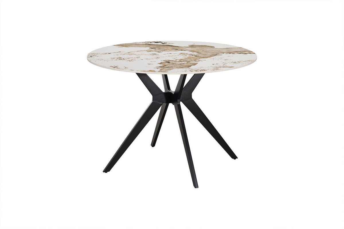 Rousseau - Table à manger ronde Apollo - Pierre Pandora brillante - 76 x 110 x 110 cm