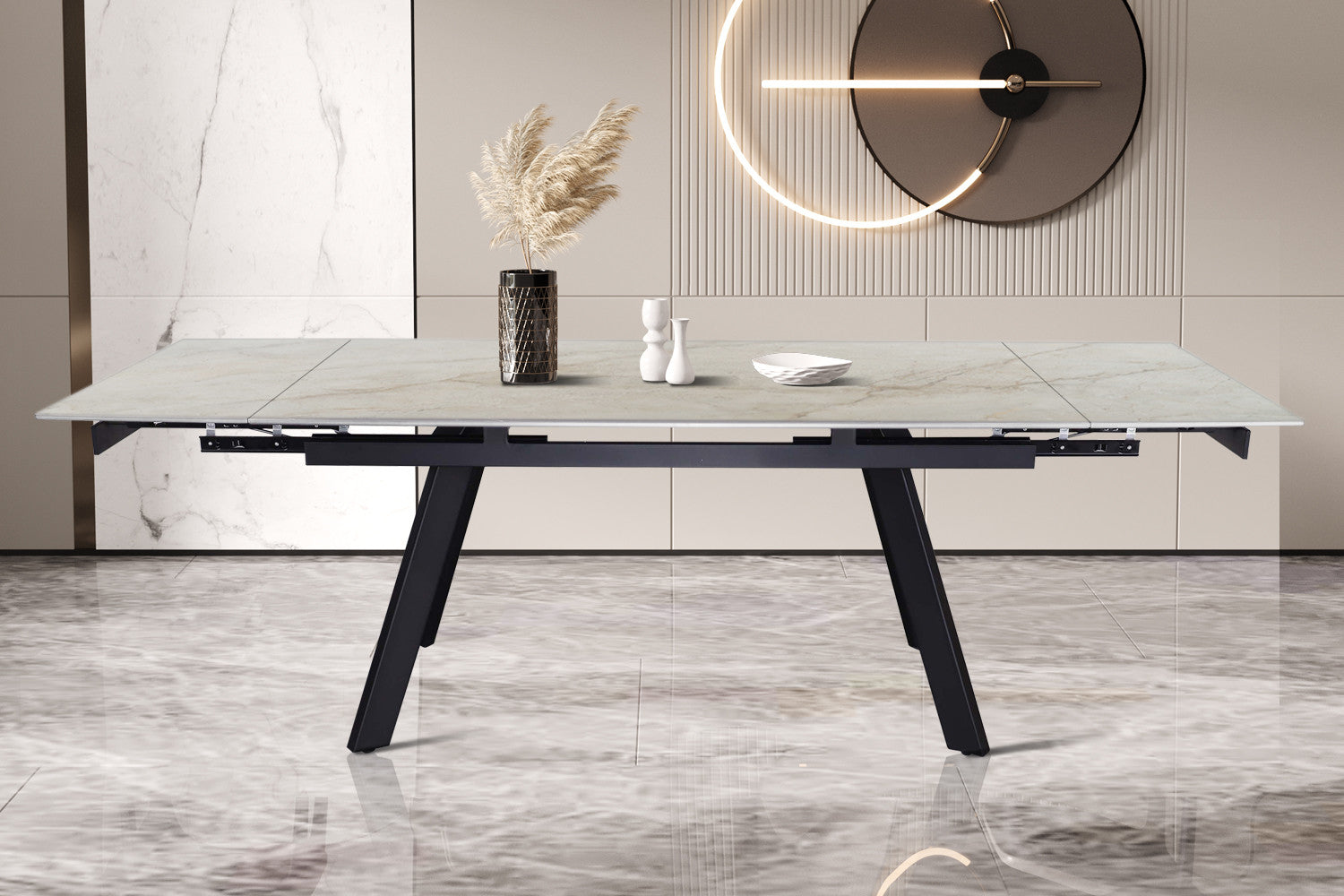 Uitschuifbare tafel 'Hera' 160-240 cm Rechthoekig Glanzend Shakespear Beige