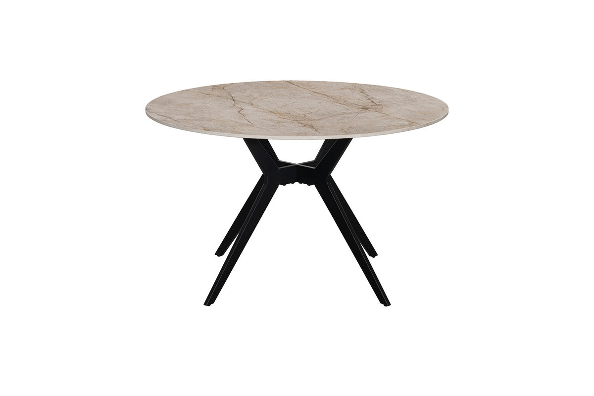 Rousseau - Table à manger ronde Apollo - Pierre brillante Shakespear Beige - 76 x 120 x 120 cm