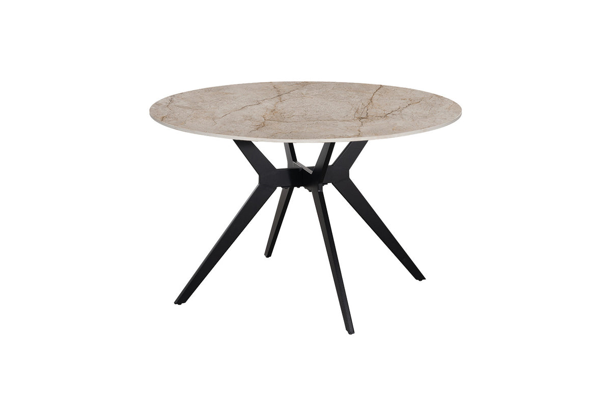 Rousseau - Table à manger ronde Apollo - Pierre brillante Shakespear Beige - 76 x 120 x 120 cm