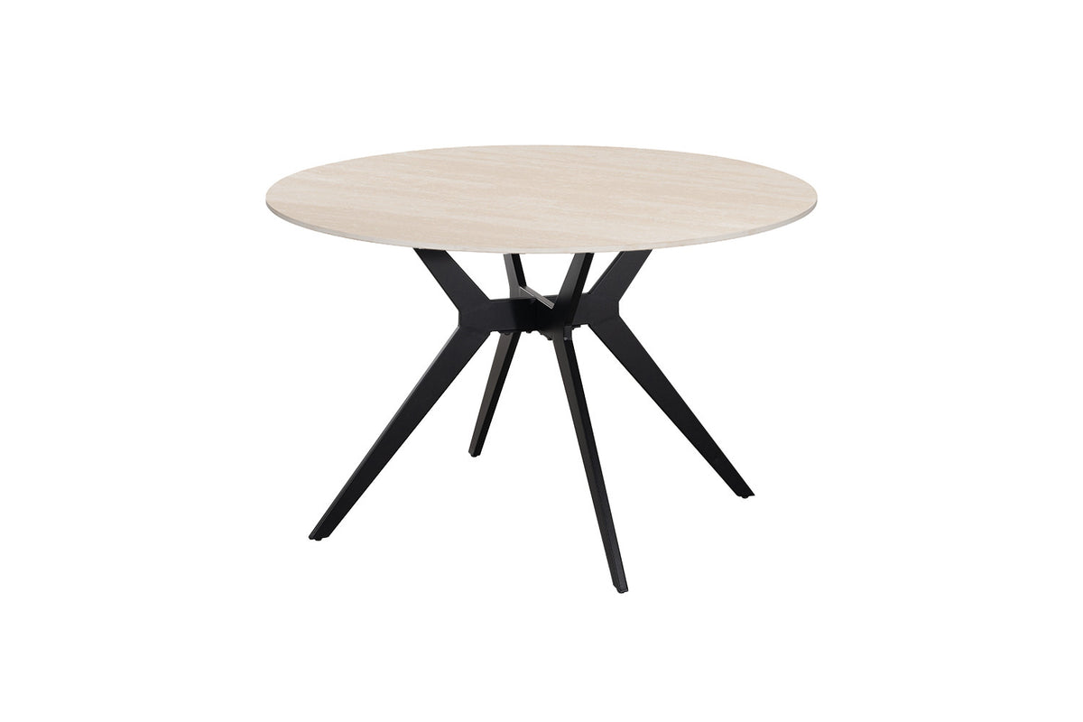 Rousseau - Table à manger ronde Apollo - Pierre Beige Baroque - 76 x 120 x 120 cm