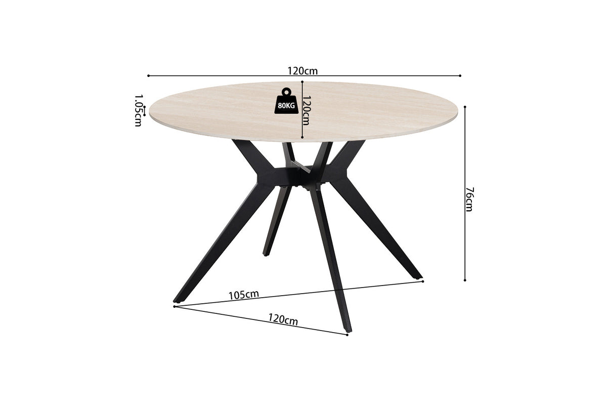 Rousseau - Table à manger ronde Apollo - Pierre Beige Baroque - 76 x 120 x 120 cm