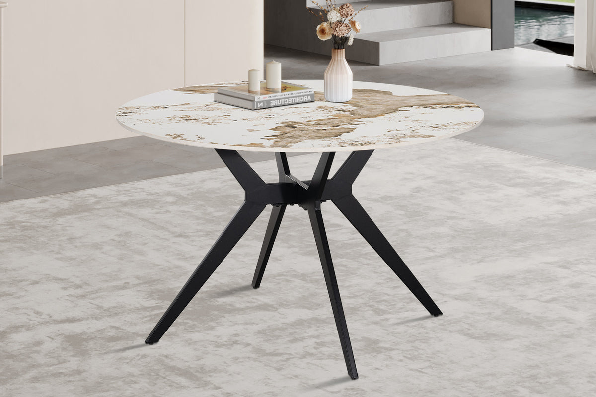 Rousseau - Table à manger ronde Apollo - Pierre Pandora brillante - 76 x 120 x 120 cm