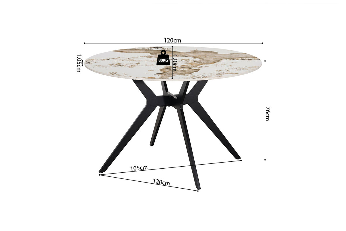 Rousseau - Table à manger ronde Apollo - Pierre Pandora brillante - 76 x 120 x 120 cm