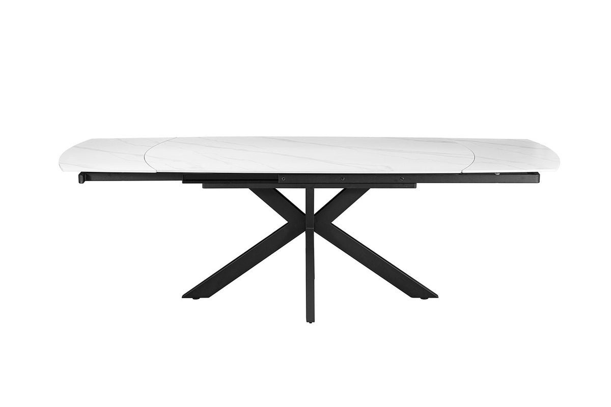 Rousseau - Uitschuifbare eettafel Ares Deens Ovaal - Steen Wit - 77 x 160-240 x 90 cm