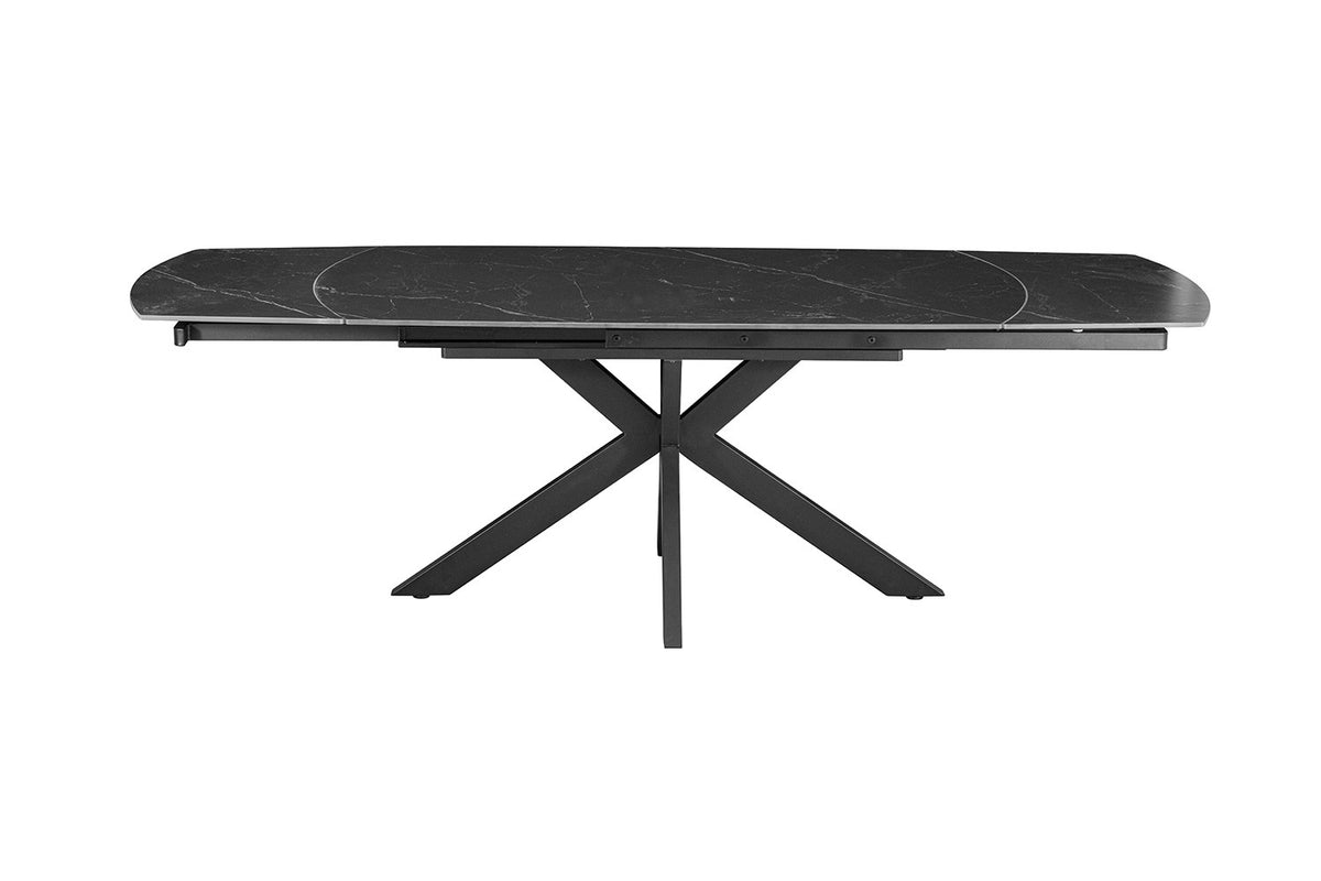 Rousseau - Uitschuifbare eettafel Ares Deens Ovaal - Steen Zwart - 77 x 160-240 x 90 cm