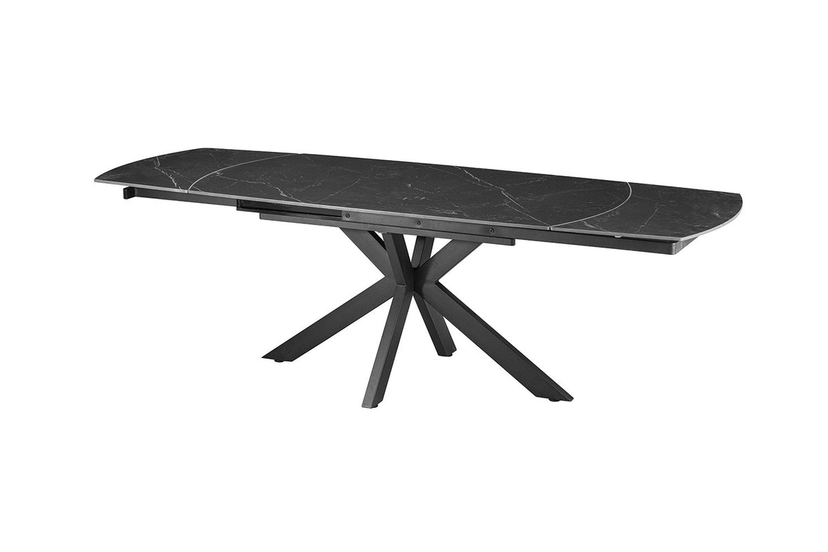 Rousseau - Uitschuifbare eettafel Ares Deens Ovaal - Steen Zwart - 77 x 160-240 x 90 cm