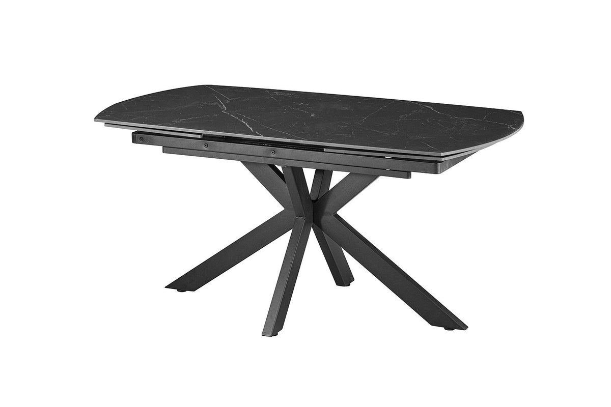 Rousseau - Uitschuifbare eettafel Ares Deens Ovaal - Steen Zwart - 77 x 160-240 x 90 cm