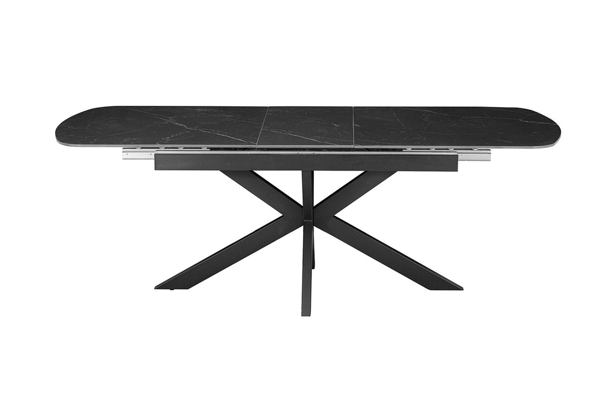 Rousseau - Uitschuifbare eettafel Hestia Deens Ovaal - Steen Zwart - 76 x 180-220 x 90 cm