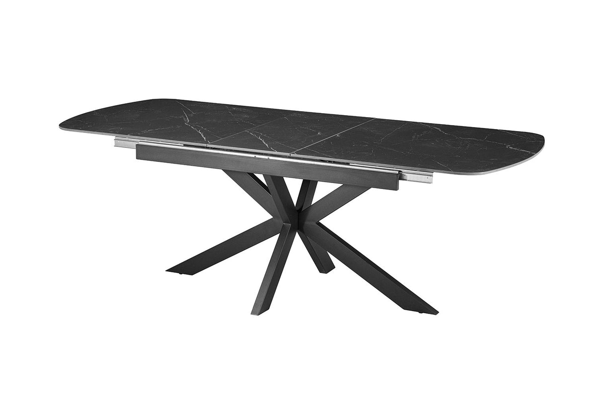 Rousseau - Uitschuifbare eettafel Hestia Deens Ovaal - Steen Zwart - 76 x 180-220 x 90 cm