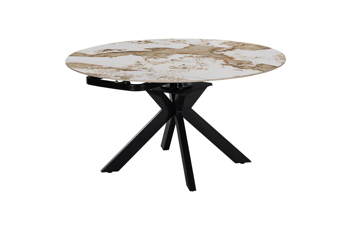 Rousseau - Table à manger extensible Athéna - Pierre Pandora brillante - 73.5/77 x 90/140 x 140 cm