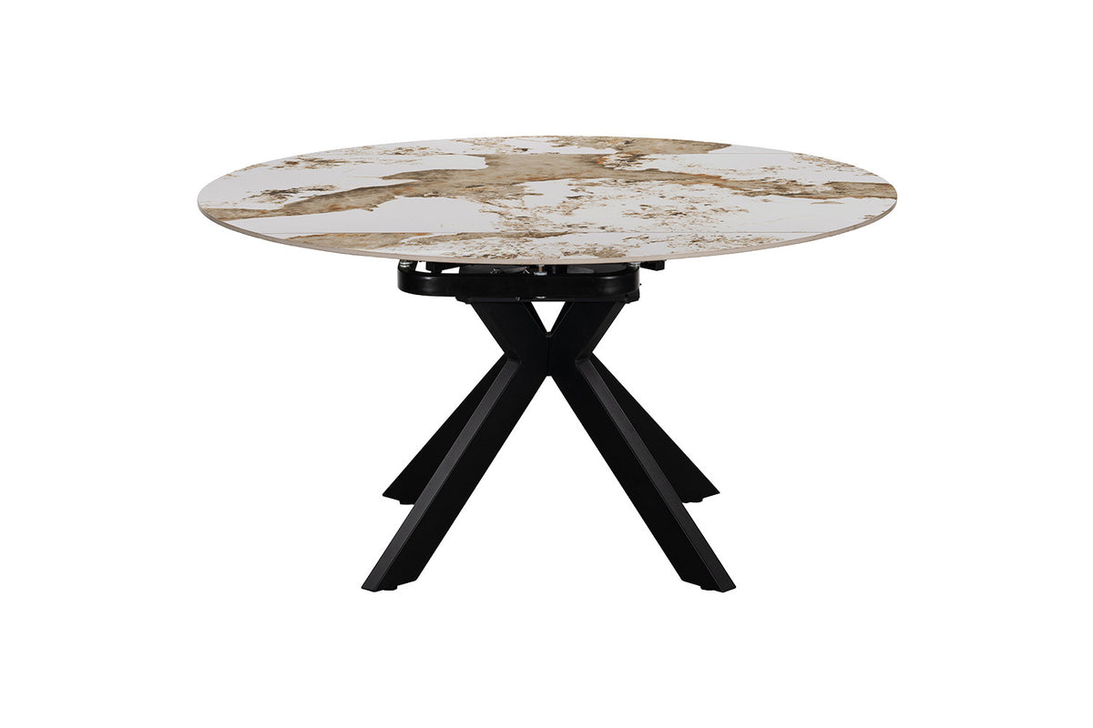 Rousseau - Table à manger extensible Athéna - Pierre Pandora brillante - 73.5/77 x 90/140 x 140 cm