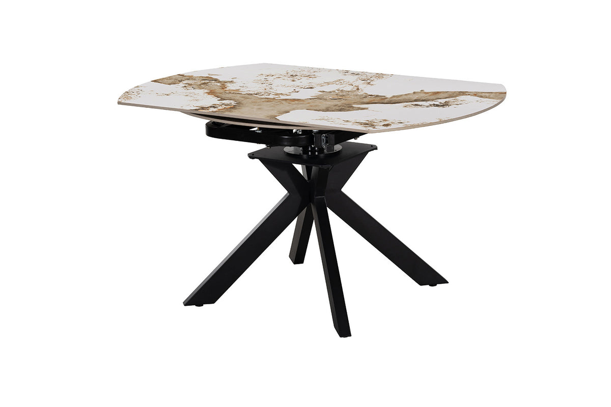 Rousseau - Table à manger extensible Athéna - Pierre Pandora brillante - 73.5/77 x 90/140 x 140 cm
