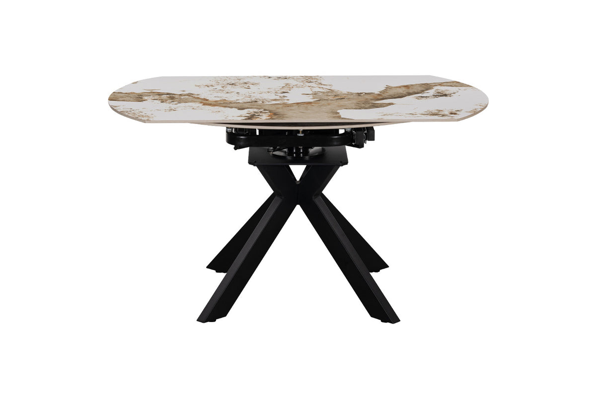 Rousseau - Table à manger extensible Athéna - Pierre Pandora brillante - 73.5/77 x 90/140 x 140 cm