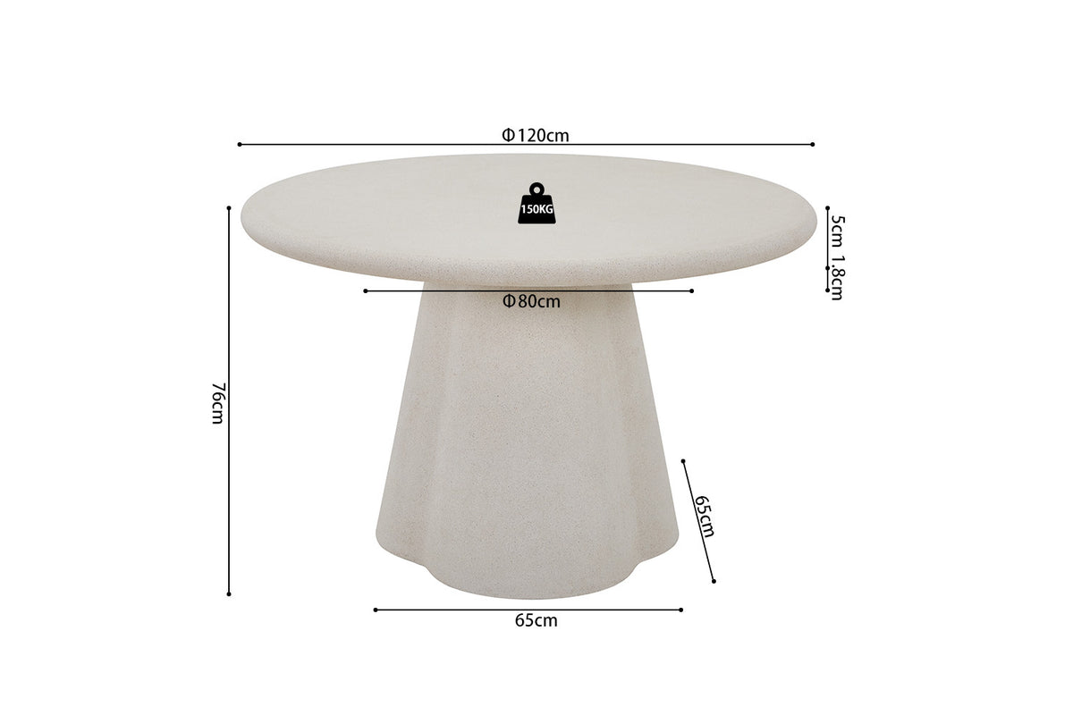 Rousseau - Eettafel Faro 120 cm Rond - Organisch Cement - 76 x 120 x 120 cm