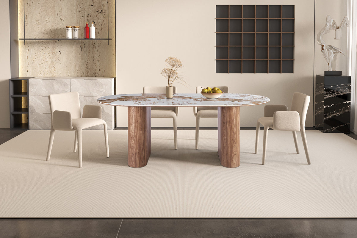 Rousseau - Table à manger Evora - Pierre Pandora brillante - 76 x 210 x 100 cm