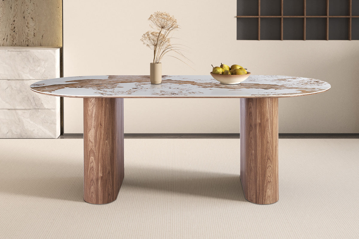 Rousseau - Table à manger Evora - Pierre Pandora brillante - 76 x 210 x 100 cm