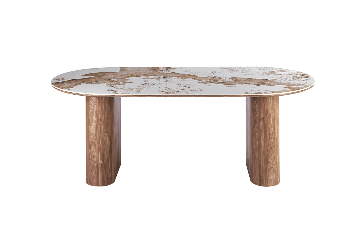 Rousseau - Table à manger Evora - Pierre Pandora brillante - 76 x 210 x 100 cm