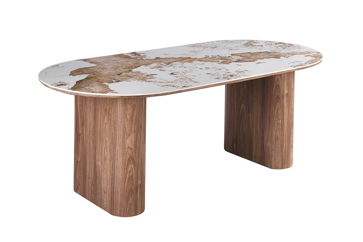 Rousseau - Table à manger Evora - Pierre Pandora brillante - 76 x 210 x 100 cm