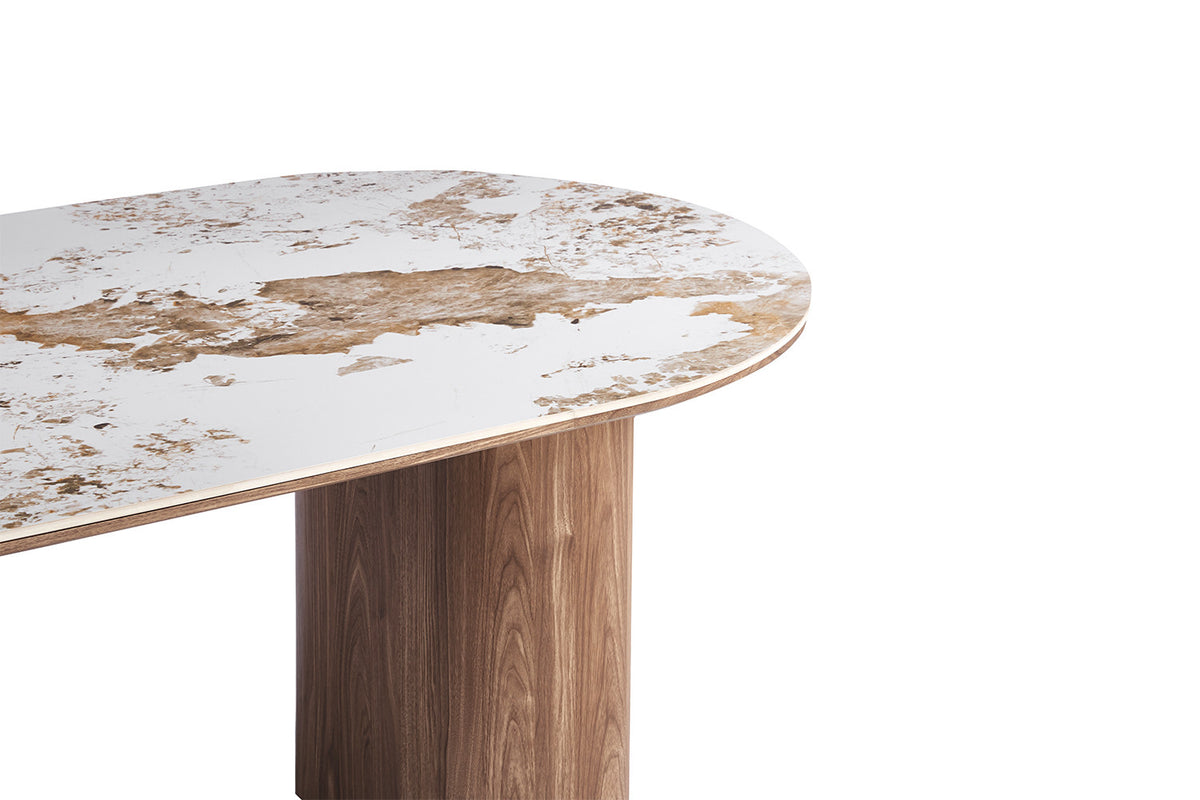 Rousseau - Table à manger Evora - Pierre Pandora brillante - 76 x 210 x 100 cm