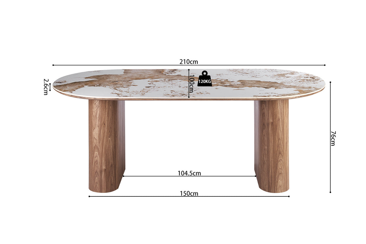 Rousseau - Table à manger Evora - Pierre Pandora brillante - 76 x 210 x 100 cm