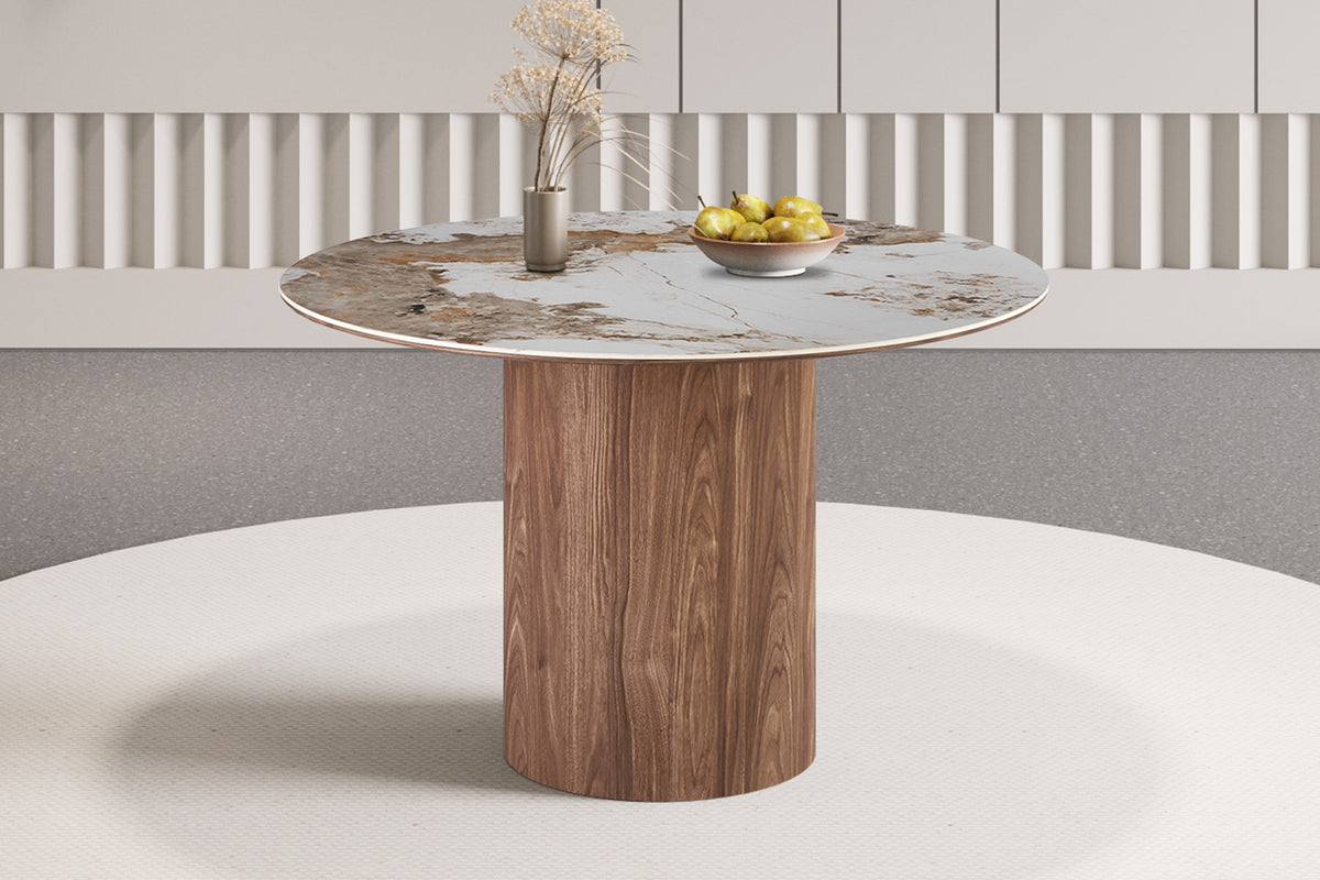 Rousseau - Table à manger ronde Evora - Pierre Pandora brillante - 76 x 120 x 120 cm