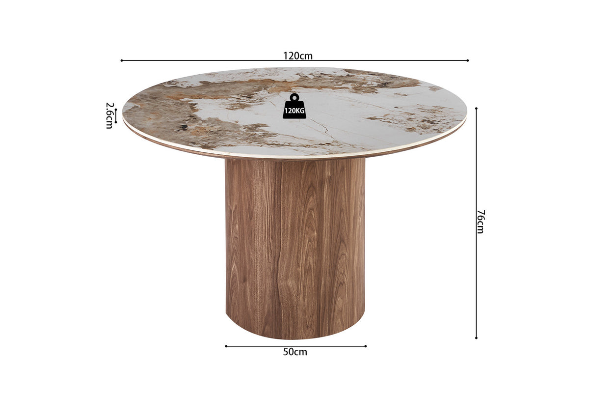 Rousseau - Table à manger ronde Evora - Pierre Pandora brillante - 76 x 120 x 120 cm