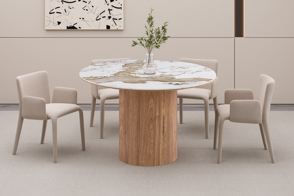 Rousseau - Table à manger extensible Evora - Pierre Pandora brillante - 76 x 120/200 x 120 cm