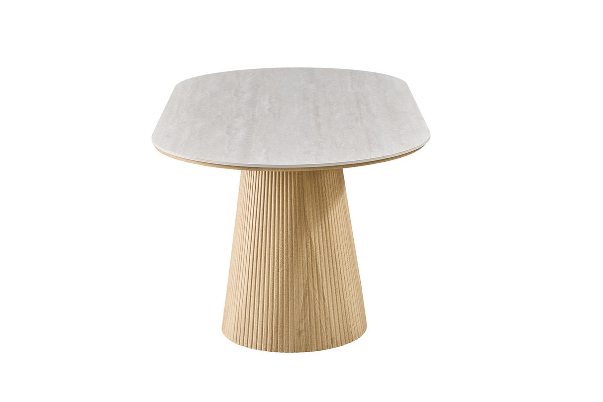 Rousseau - Table à manger ovale Vigo - Chêne naturel - Gris Baroque - 75 x 180 x 90 cm