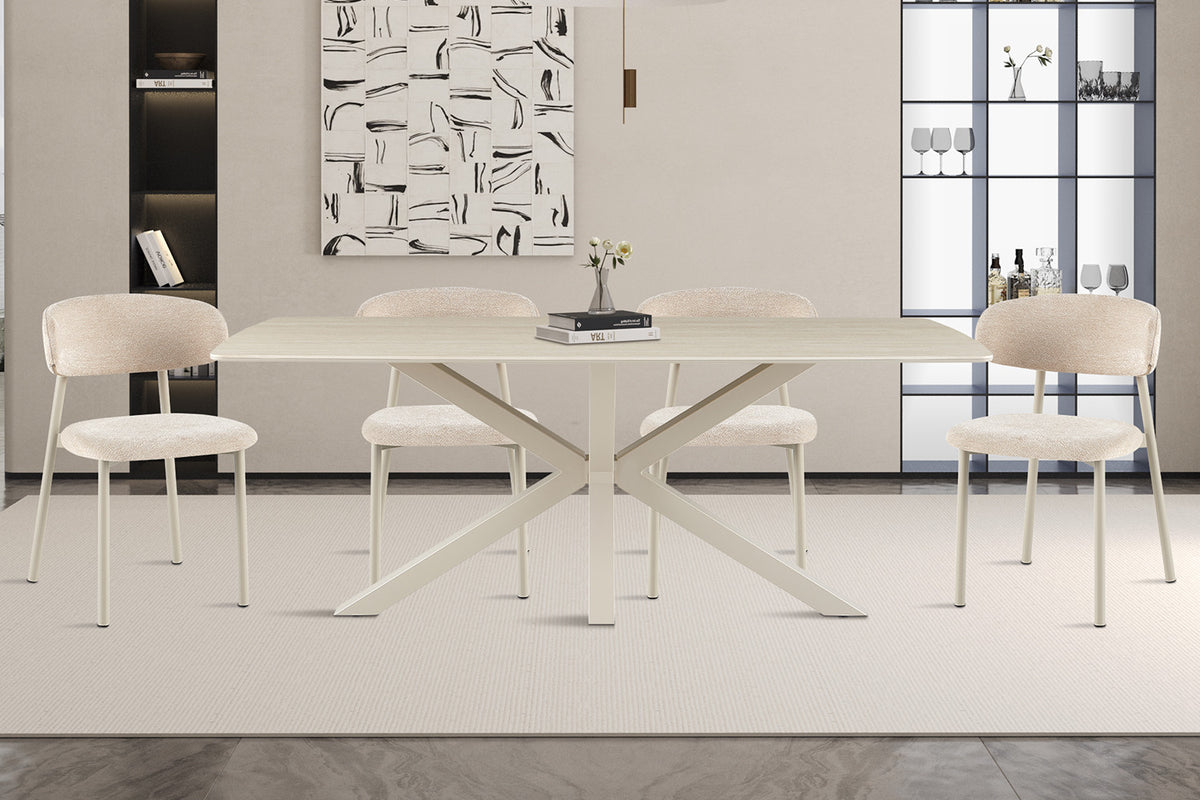 Rousseau - Ovale Eettafel Noa - Steen Barok Beige - Voet Grijs - 75 x 180 x 90 cm