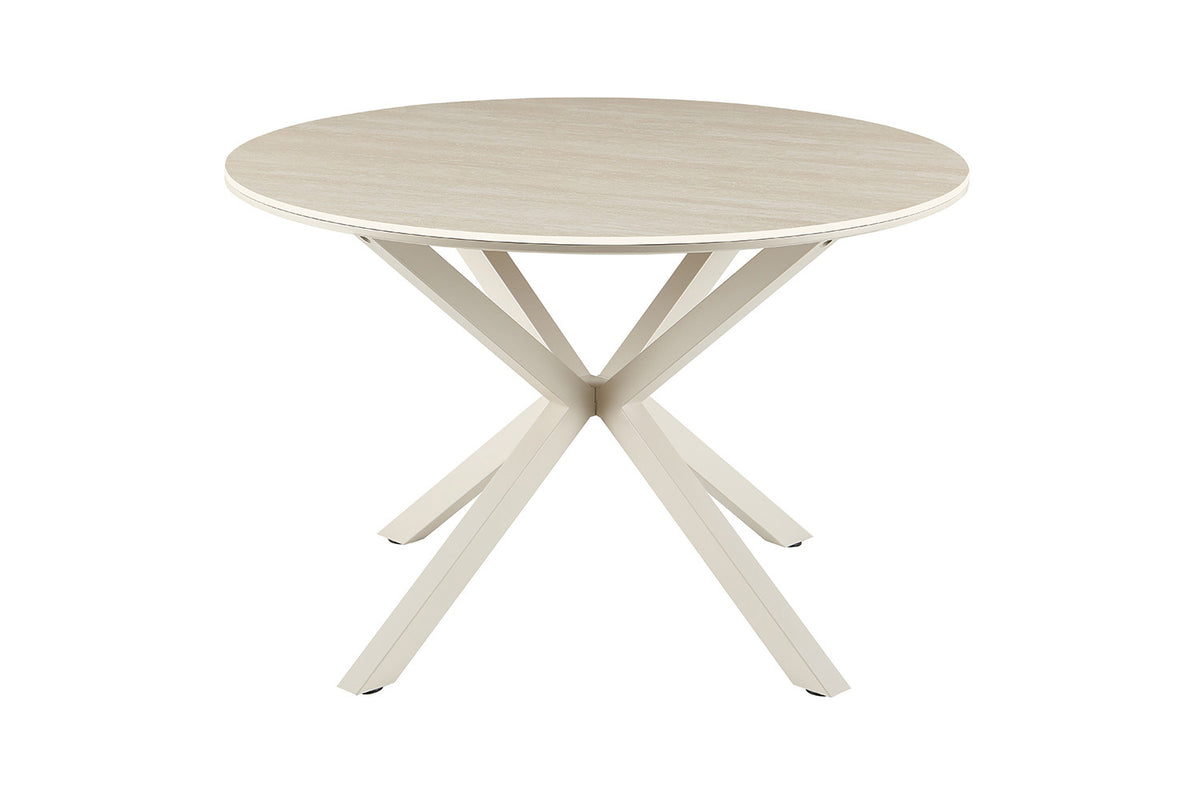 Rousseau - Table à manger ronde Noa - Pierre Beige Baroque - Pied Gris - 75 x 120 x 120 cm