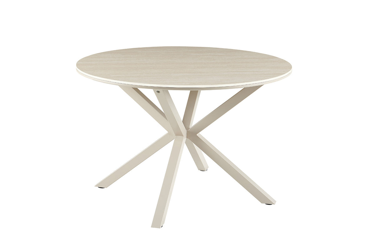 Rousseau - Table à manger ronde Noa - Pierre Beige Baroque - Pied Gris - 75 x 120 x 120 cm