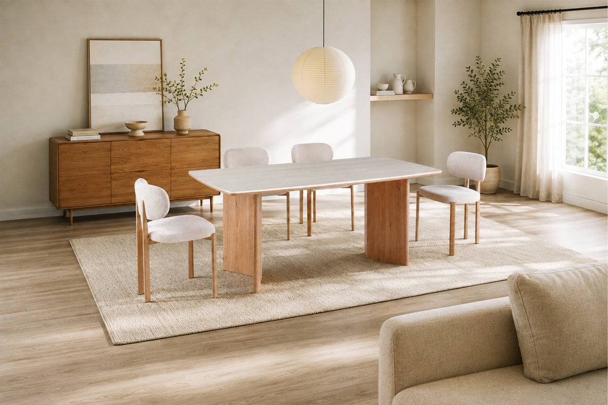 Rousseau - Ovale Eettafel Matera - Steen Barok Beige - 75 x 180 x 90 cm