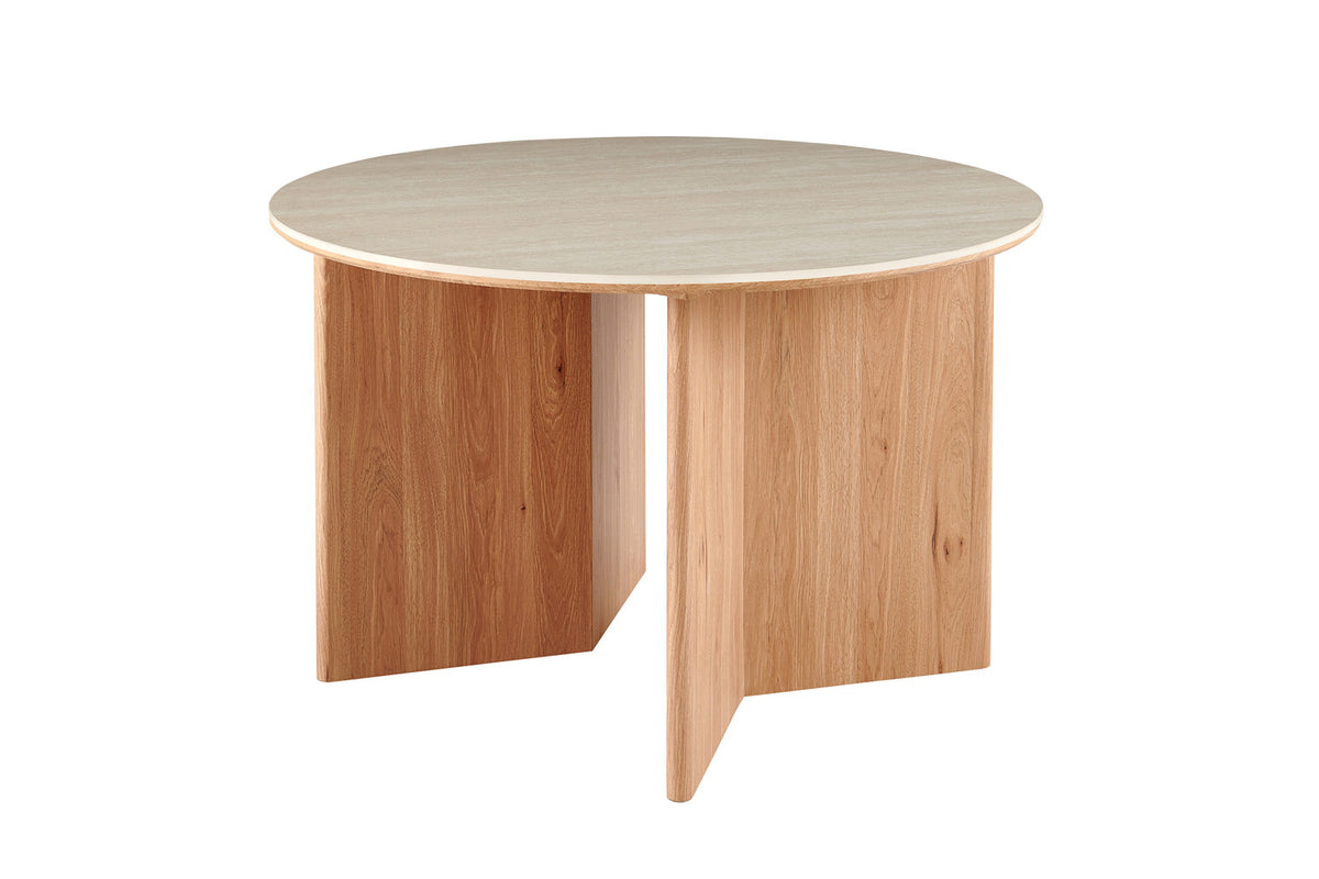 Rousseau - Table à manger ronde Matera - Pierre Beige Baroque - 75 x 120 x 120 cm