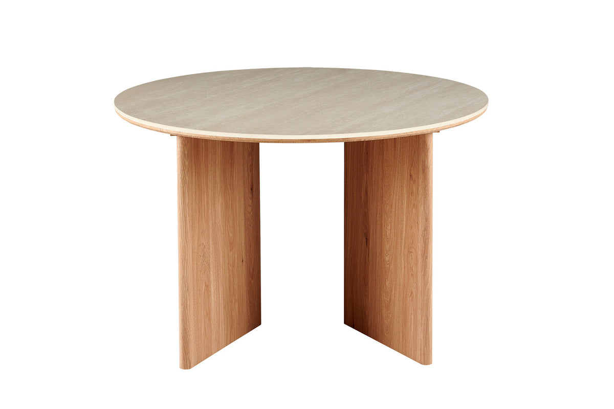 Rousseau - Table à manger ronde Matera - Pierre Beige Baroque - 75 x 120 x 120 cm